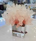 Enfeite Elegante Coral Raposa Rosado com Base Acrilico Maior