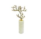 Enfeite Escultura Arvore Metal Dourado c Base Marmore Luxo