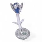 Enfeite Flor Azul Caule de Cristal Enfeite Decoração 11 cm