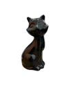 Enfeite gato cerâmica sentado preto - 13 cm