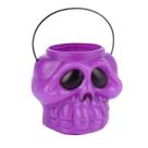 Enfeite Halloween Balde de Caveira 8cm Roxo