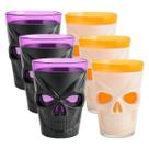 Enfeite Halloween: Copo para Dose e Shot com Base em Led Caveira (6 Und)