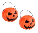 Enfeite Halloween kit 2 Baldes de Abóbora 15cm Laranja