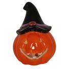 Enfeite Halloween Pumpkin C/led Ceramica 8,5x8x11,5cm