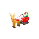 Enfeite Inflável Papai Noel Treno com Rena Feliz Natal 2,4M