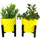 Enfeite Kit Vaso Planta Cachepot Mesa Sala Decoração Rack