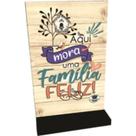Enfeite madeirinha de mesa aqui mora uma família...16x9,5