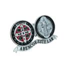 Enfeite Medalha De São Bento Mesa Metal Prateado