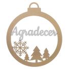 Enfeite Natal Agradecer Em Mdf Com Duas Unidades Dourado Com Branco 25x21cm