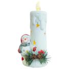 Enfeite Natalino de Cerâmica com 2 Leds Papai Noel / Boneco de Neve com Vela 9,5x9x21,5cm Tipo:Boneco de Neve