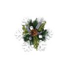 Enfeite Natalino Pendente Floco de Neve Branco com Laço e Pinha Enfeite Natalino Pendente Floco de Neve Branco com Laço e Pinha