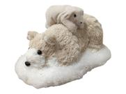 Enfeite Natalino Urso Deitado com Filhote 32x21x17cm Bege