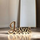 Enfeite Palavra Jesus decorativa porcelana Dourado luxo
