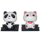 Enfeite Panda e Gatinho Balançando a Cabeça Movido a Energia Solar Decorativo