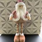 Enfeite Papai Noel de pelúcia em pé 75cm grande rosa com Glitter com regulagem para decoração de Natal natalina brilho
