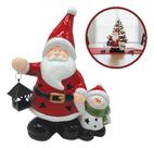 Enfeite Papai Noel Lamparina Led Porcelana Natal Decoração Vermelho Papai Noel