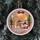 Enfeite Papai Noel Natal Luminária Pendente Em Madeira 13cm