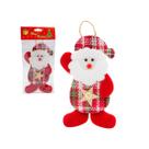 Enfeite Papai Noel Xadrez Estrela 14cm Decoração Natal Natalina