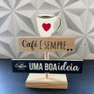 Enfeite placa decorativa com frase de café de madeira para decoração cozinha cantinho do cafe plaquinha retangular
