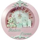 Enfeite Porta Maternidade Cenário Nicho Led + nome - JARDIM ENCANTADO ROSA E BRANCO