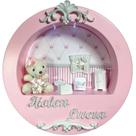 Enfeite Porta Maternidade Cenário Nicho Led + nome - PRINCESA ROSA E BRANCO