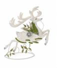 Enfeite Rena 35,5cm Decoração Natalina de Metal com Aplicação de Glitter e Madrepérola