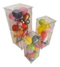 Enfeite Trio Cubo Transparente Acrílico Quadrado Desmontavel