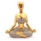 Enfeite Yoga Decorativa Resina Meditando Brilho Dourado 12cm Enfeite Yoga Decorativa Resina Meditando Brilho Dourado 12cm