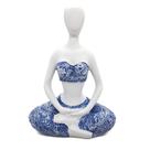 Enfeite Yoga Resina Estatua Decorativa Refletindo Azul 12 cm