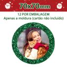 Enfeites Circulares de Natal com Glitter Verde 70mm - Kit 12 Enfeites Circulares de Natal com Glitter Verde 70mm - Kit 12