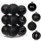 Enfeites de bola de Natal Briful 3,15/8 cm, 12 peças, pretos