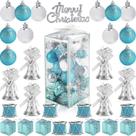 Enfeites de bola de Natal LOVEINUSA Blue Silver 32 unidades Enfeites de bola de Natal LOVEINUSA Blue Silver 32 unidades
