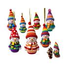 Enfeites De Boneco De Neve Coloridos Em Estilo Tricô De Madeira, 16 Peças, Pingentes Para Árvore De
