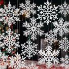 Enfeites de flocos de neve YOTNUS Large, 24 peças para árvore de Natal