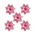 Enfeites De Flores De Natal Com Glitter, 5 Peças, Decorações Para Árvore De Natal, Presentes De Ano