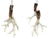 Enfeites de Natal Deer Antler Rustic, conjunto de 2 resinas de 5 cm Enfeites de Natal Deer Antler Rustic, conjunto de 2 resinas de 5 cm