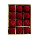 Enfeites De Natal Em Veludo Vermelho, 12 Bolas Flocadas Com Fitas Douradas Para Decoração De Árvores Enfeites De Natal Em Veludo Vermelho, 12 Bolas Flocadas Com Fitas Douradas Para Decoração De Árvores