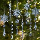 Enfeites de Natal Guasslee Blue Acrylic Snowflake 36 unidades