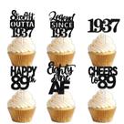 Enfeites para Cupcake LETLIMIT 18 unidades Glitter Preto Tamanho 5 cm