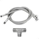 Engate Flexível Misturador Monocomando Mangueira 70cm Aço Inox Par Adaptador em Metal Inox Conector T Para Torneira ½ Polegada Conexão Junção Te BSP