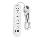 Entensão de Carregamento 2 Metros 3 Entrada Usb + 5 Tomadas
