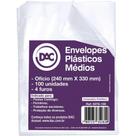 Envelope Plástico Ofício 4 Furos Médio 0,10MM Pacote com 100