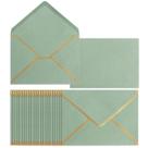 Envelopes Homtable A7 verde-sálvia com borda dourada, pacote com 50