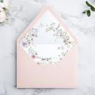 Envelopes PONATIA A7 Euro Flap Blush Pink com forro de flores, 50 unidades