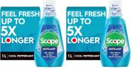 Enxaguante Bucal Crest Scope Outlast Menta Refrescante 1L Pacote com 2