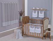 Enxoval de Bebe Kit de Berço Americano Cortina Algodão Menino Menina 9 Peças