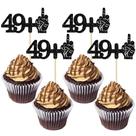 Ephlyn 24 Unidades Topper para Cupcake Aniversário de 50 Anos com Glitter Preto