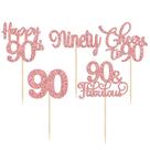 Ephlyn Kit com 30 Topos de Cupcake Glitter Dourado Rosé para Aniversário de 90 Anos