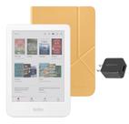 eReader Kobo Clara, cor branca com estojo, amarelo manteiga