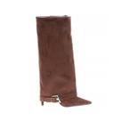 Erika - Bota Feminina Cano Alto Suede Caramelo Capa Removível 2 em 1